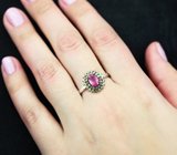 Праздничное серебряное кольцо с рубином и сапфирами