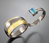 Серебряное кольцо на два пальца с c голубым топазом Серебро 925