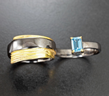 Серебряное кольцо на два пальца с c голубым топазом Серебро 925