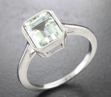 Стильный серебряный комплект с зелеными аметистами Серебро 925