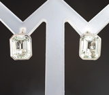 Стильный серебряный комплект с зелеными аметистами Серебро 925