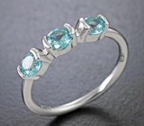 Элегантное серебряное кольцо с голубыми апатитами Серебро 925