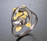 Скульптурное серебряное кольцо «Рыбы» Серебро 925