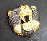 Скульптурная серебряная брошь «Медведь» Серебро 925