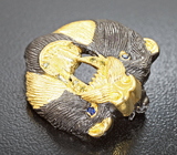 Скульптурная серебряная брошь «Медведь» Серебро 925