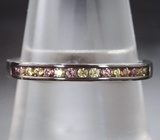 Изящное серебряное кольцо с разноцветными сапфирами Серебро 925