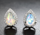 Чудесный серебряный комплект с кристаллическими эфиопскими опалами и лейкосапфирами Серебро 925