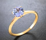 Золотое кольцо с чистейшим танзанитом бриллиантовой огранки 0,85 карата Золото