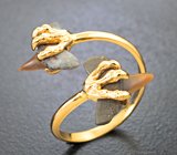 Золотое кольцо с редкими артефактами - ископаемыми зубами акулы Isurolamna 2,46 карата