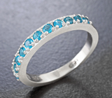 Изящное серебряное кольцо с «неоновыми» апатитами