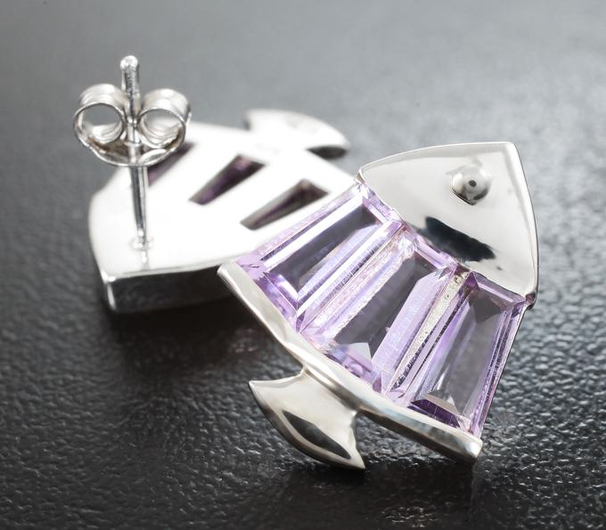 Стильные серебряные серьги с аметистами купить в интернет магазине ...
