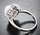 Великолепное серебряное кольцо с кристаллическим эфиопским опалом и танзанитами Серебро 925