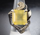 Серебряное кольцо с золотисто-желтым флюоритом