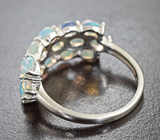 Шикарное серебряное кольцо с кристаллическими эфиопскими опалами Серебро 925