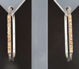 Стильные серебряные серьги с цитринами Серебро 925