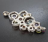 Крупный праздничный серебряный кулон с самоцветами Серебро 925