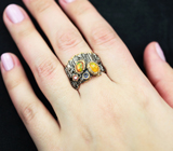 Серебряное кольцо с кристаллическими эфиопскими опалами и сапфирами Серебро 925