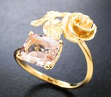 Золотое кольцо с персиковым морганитом высокой чистоты 2,58 карата