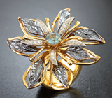 Крупное золотое кольцо с уникальным ярким уральским александритом 0,5 карата и бриллиантами Золото