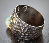Серебряное кольцо с кристаллическии эфиопскии опалом, цитрином и сапфирами