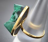 Золотое кольцо с редким плисовым уральским малахитом на долерите 43,1 карата