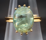 Золотое кольцо с турмалином цвета морской волны 7,65 карата