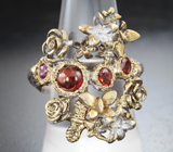 Серебряное кольцо с альмандинами и родолитами