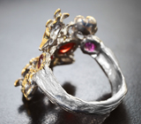 Серебряное кольцо с альмандинами и родолитами Серебро 925