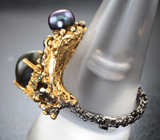 Серебряное кольцо cо скаполитом 2,75 карата, цветной жемчужиной, альмандинами гранатами и перидотом Серебро 925