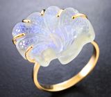 Золотое кольцо с резным лунным камнем 15,39 карата