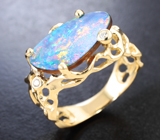 Золотое кольцо с эксклюзивным австралийским дублет опалом 3 карата и бриллиантами