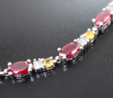 Элегантный серебряный браслет с рубинами и сапфирами