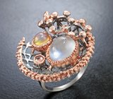 Серебряное кольцо с гошенитом, кристаллическим эфиопским опалом и гранатом Серебро 925