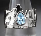 Оригинальное серебряное кольцо с голубым топазом Серебро 925
