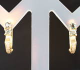 Золотые серьги с насыщенными уральскими александритами высокой чистоты 0,29 карата и бриллиантами Золото