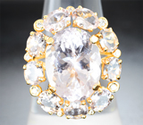 Золотое кольцо с россыпью розовых морганитов высокой чистоты 10,89 карата и бриллиантами 