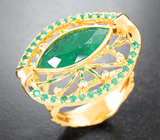 Роскошное золотое кольцо с уральскими изумрудами 4,36 карата и бриллиантами