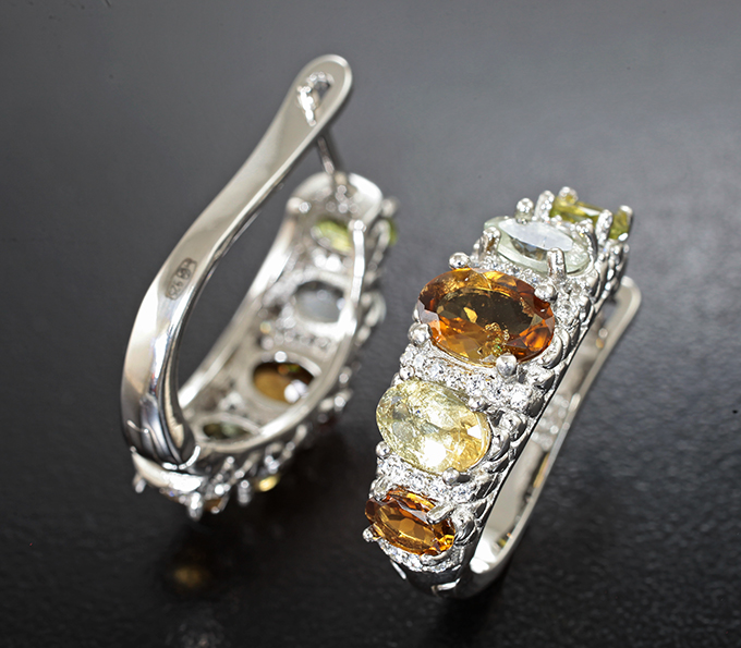 Серебряные серьги с разноцветными турмалинами купить в интернет ...