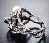 Серебряное кольцо с жемчужиной, диопсидом и альмандинами гранатами Серебро 925