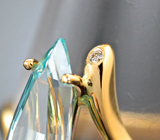 Золотое кольцо с ярким забайкальским аквамарином 1,99 карата и бриллиантами Золото