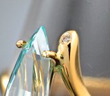 Золотое кольцо с ярким забайкальским аквамарином 1,99 карата и бриллиантами
