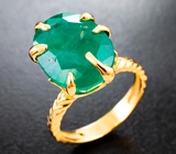 Золотое кольцо с крупным насыщенным уральским изумрудом 7,59 карата