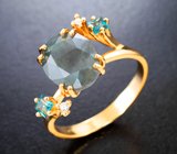 Золотое кольцо с крупным полихромным и чистейшими «неоновыми» уральскими александритами 4,08 карата, и бриллиантам