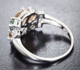 Превосходное серебряное кольцо с разноцветными турмалинами