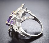 Сребряное кольцо с аметистами и гранатом Серебро 925