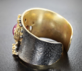 Серебряное кольцо с сапфиром, изумрудом и перидотом Серебро 925