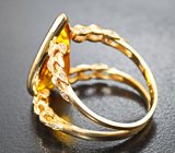 Золотое кольцо с чистейшим медовым гелиодором 5,8 карата и бриллиантами