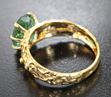 Золотое кольцо с редким голубовато-зеленым турмалином 3,89 карата и бриллиантами