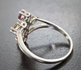 Оригинальное серебряное кольцо с разноцветными турмалинами и цитринами