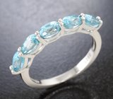 Чудесное серебряное кольцо с голубыми цирконами Серебро 925